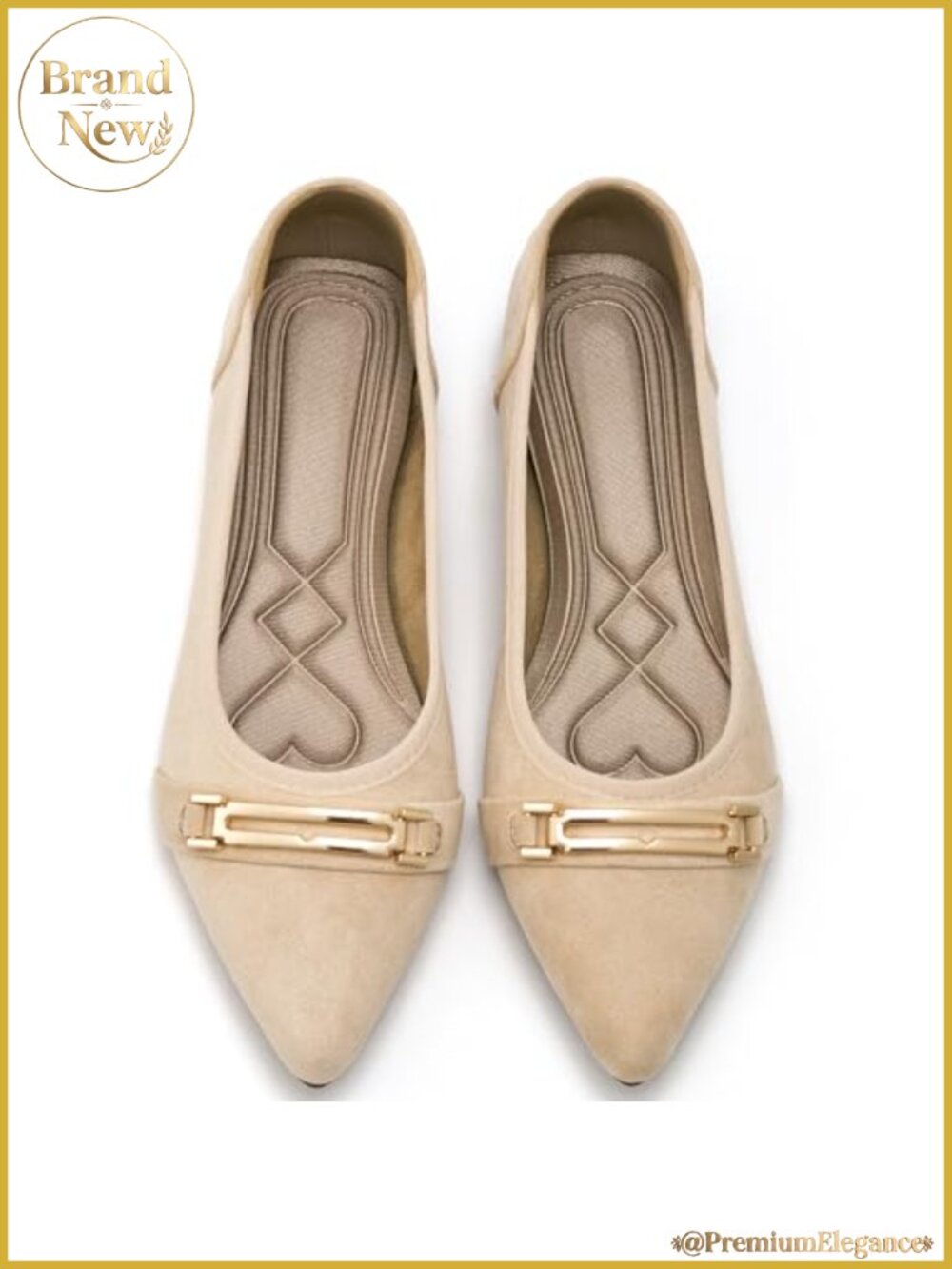 Women's Pointed Toe Ballet Flats Faux Suede Memory Foam Slip-On Work Shoes